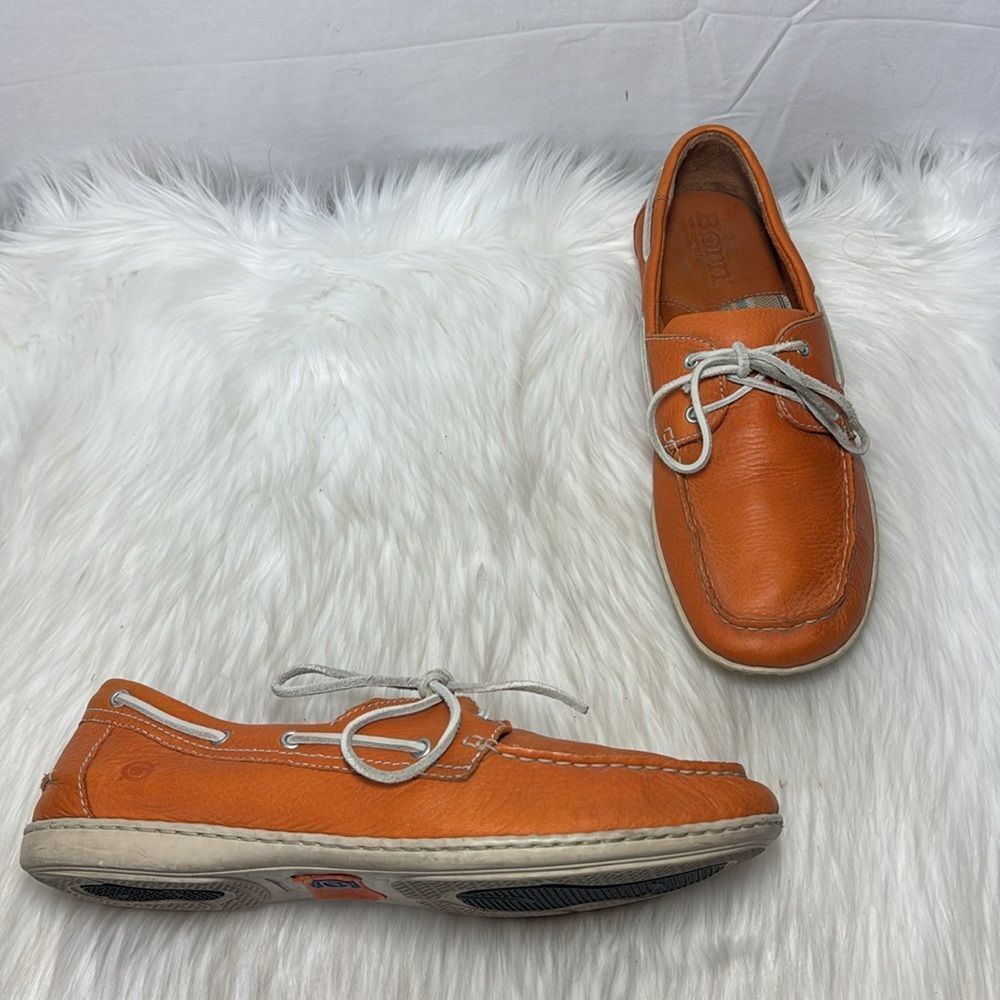 Born Men's Orange Leather Boat Shoes Sz 12‎